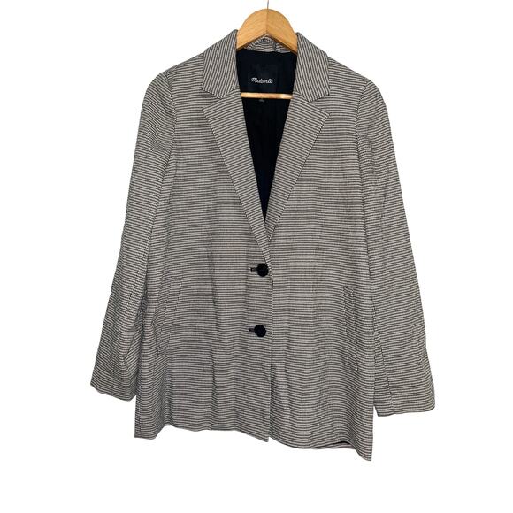 Madewell Dorset Oversized Blazer in Houndstooth Womens Medium Black Ivory - Picture 6 of 12